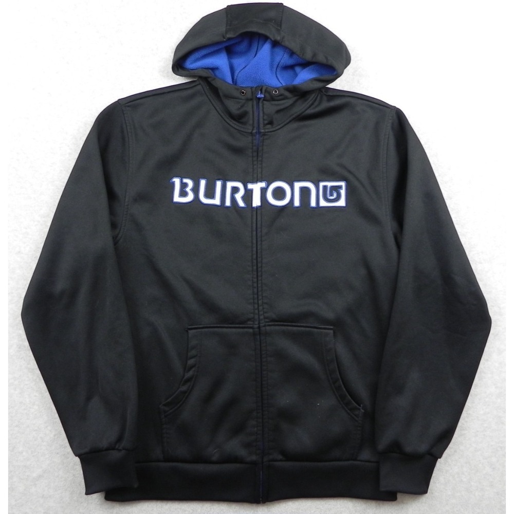 Burton‎ Hoodie Mens Large Full-Zip Sweatshirt Jacket Fleece Black Long Sleeve